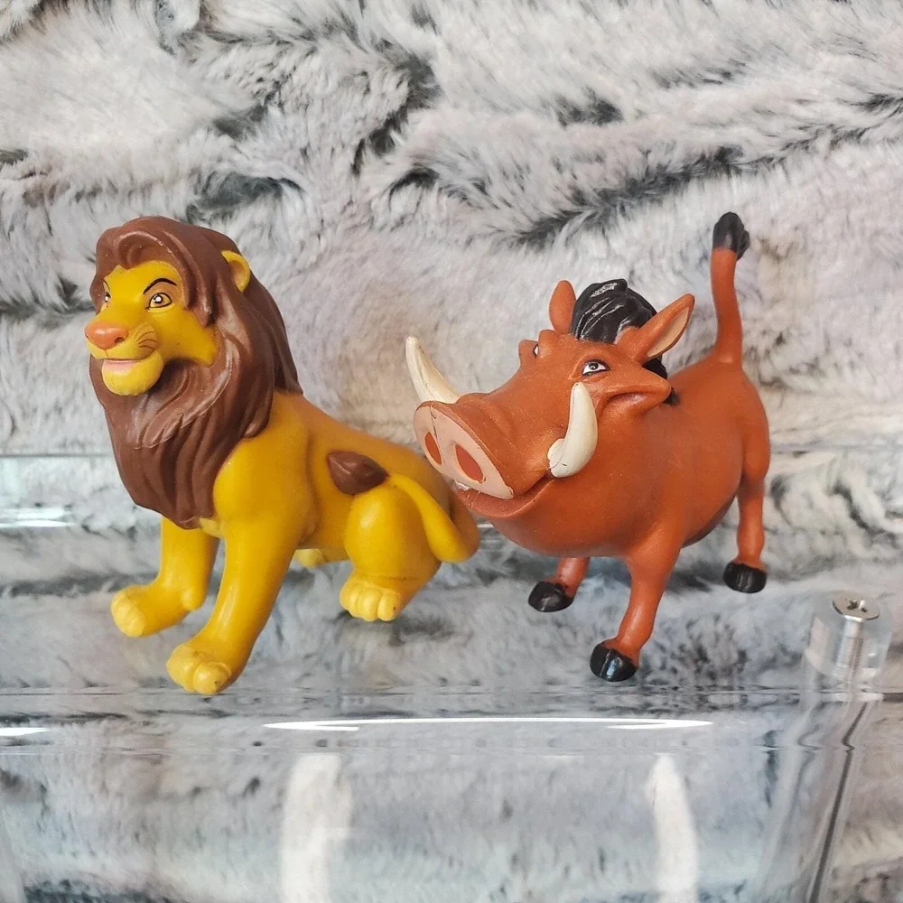 Vtg‎ Disney Lion King Mufasa Lion And Pumba Warthog PVC Toy Figures Cake Toppers